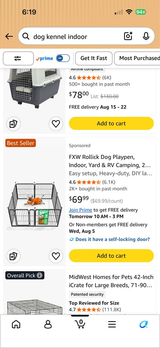 FXW Rollick Dog Playpen, 24 Inch Tall, 8 Panels, Pooh pad