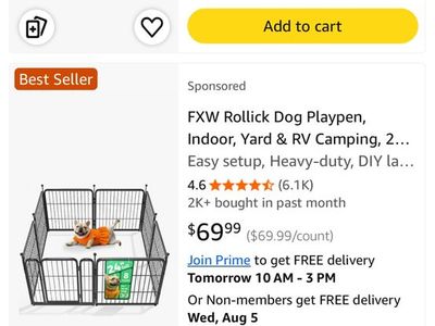 FXW Rollick Dog Playpen, 24 Inch Tall, 8 Panels, Pooh pad