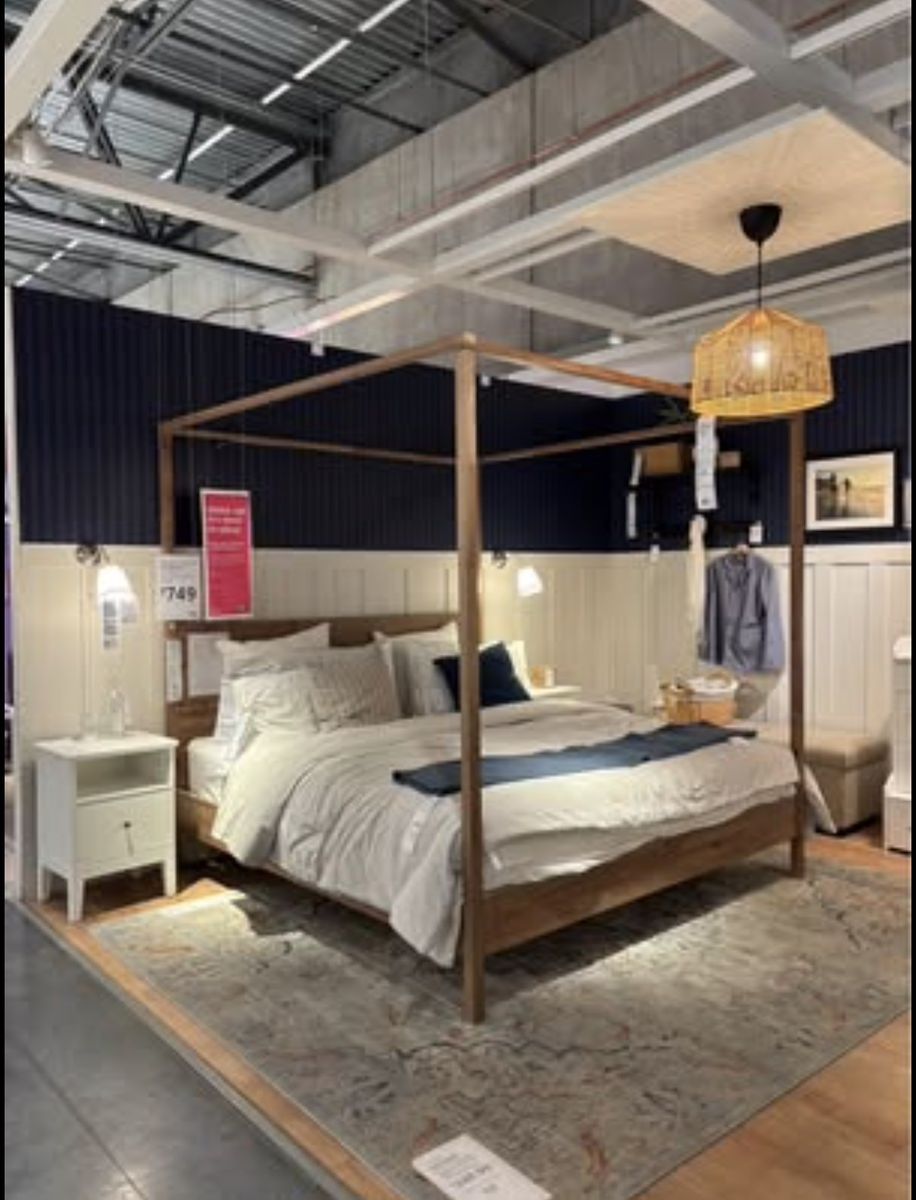 IKEA YTTERVÅG Queen Four-Poster Bed Frame, Gray-Brown Finish