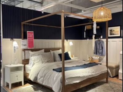 IKEA YTTERVÅG Queen Four-Poster Bed Frame, Gray-Brown Finish