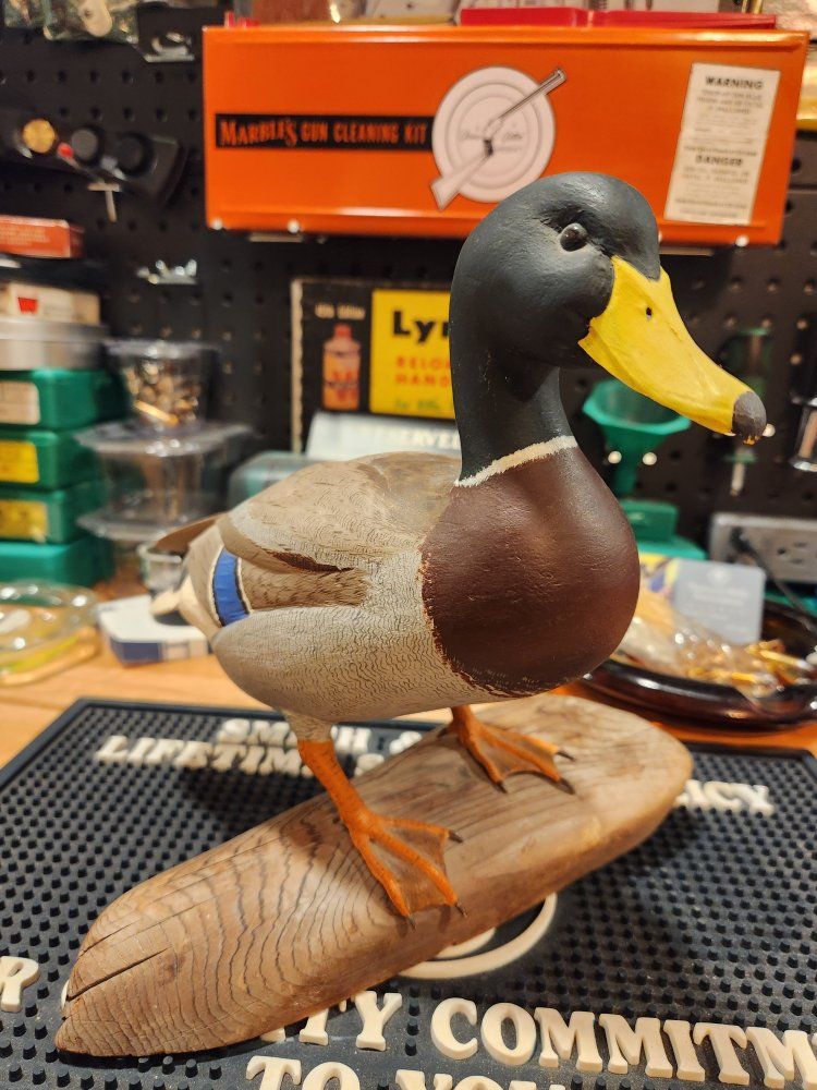 Hand carved wood Mallard Drake signed by artist