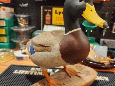 Hand carved wood Mallard Drake signed by artist