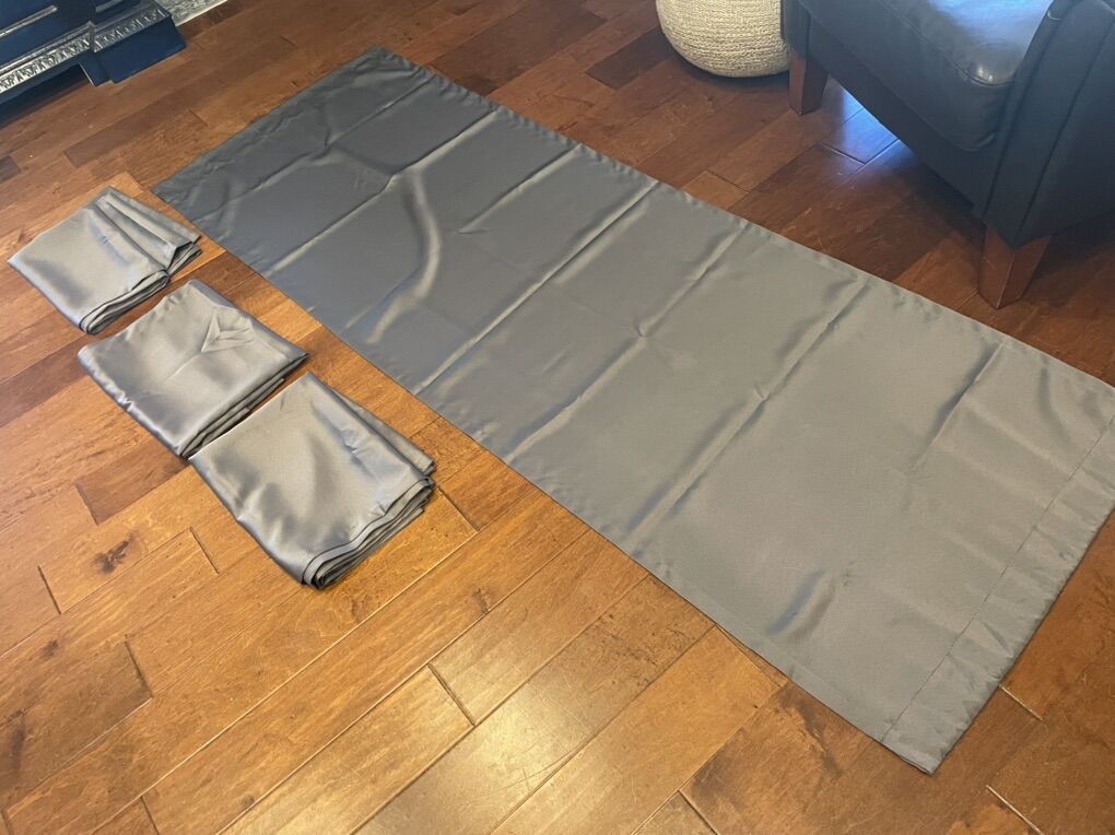4 Like New Gray Curtain Panels 30x84