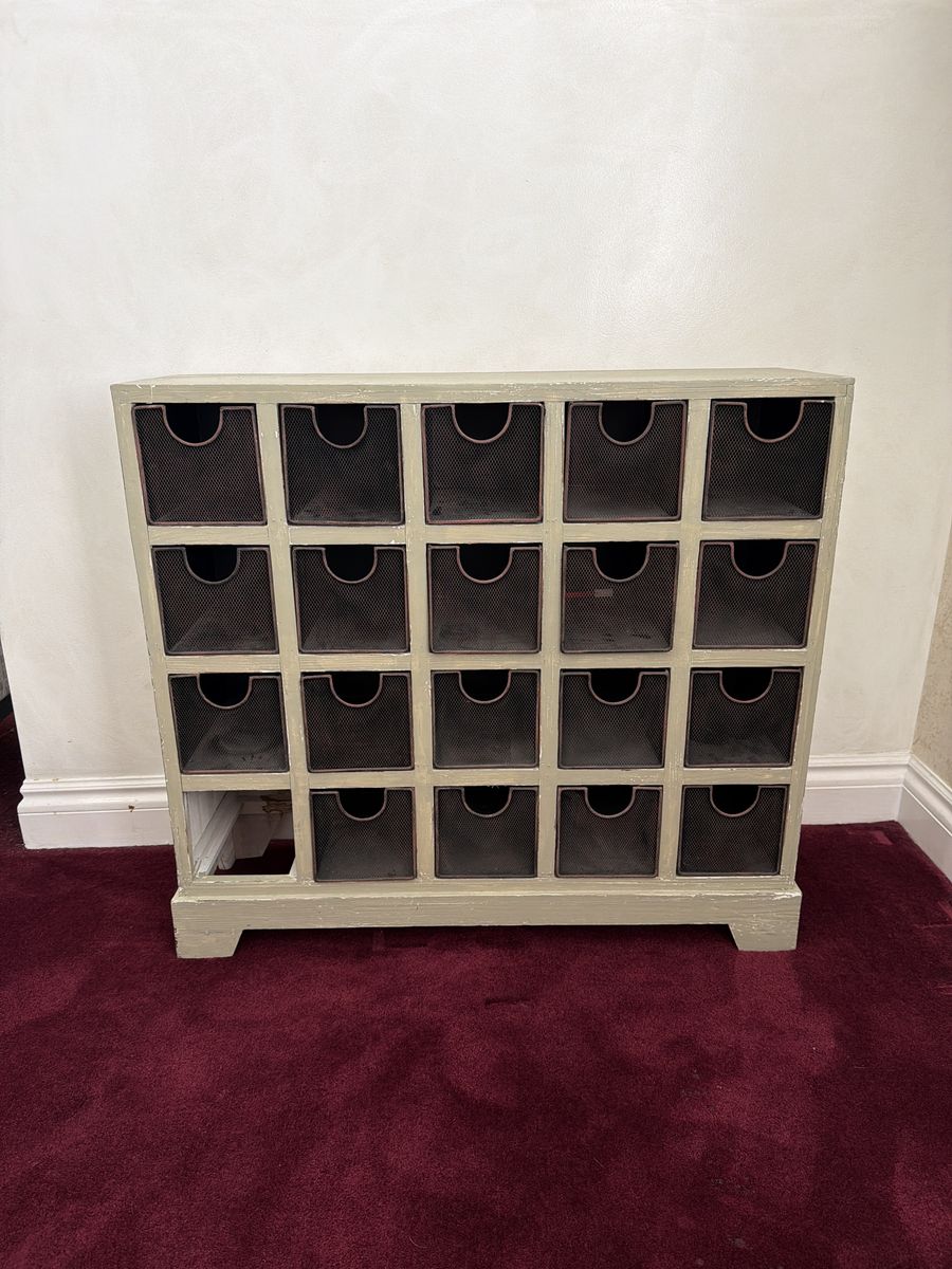 Rustic 20-Drawer Mesh Storage Cabinet - Multi-Purpose Organizer Unit