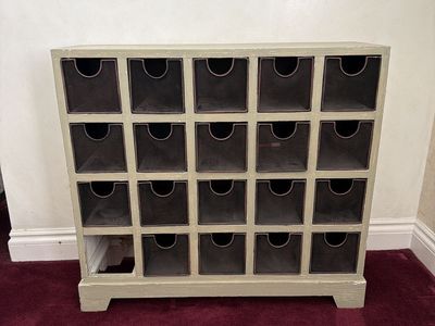 Rustic 20-Drawer Mesh Storage Cabinet - Multi-Purpose Organizer Unit