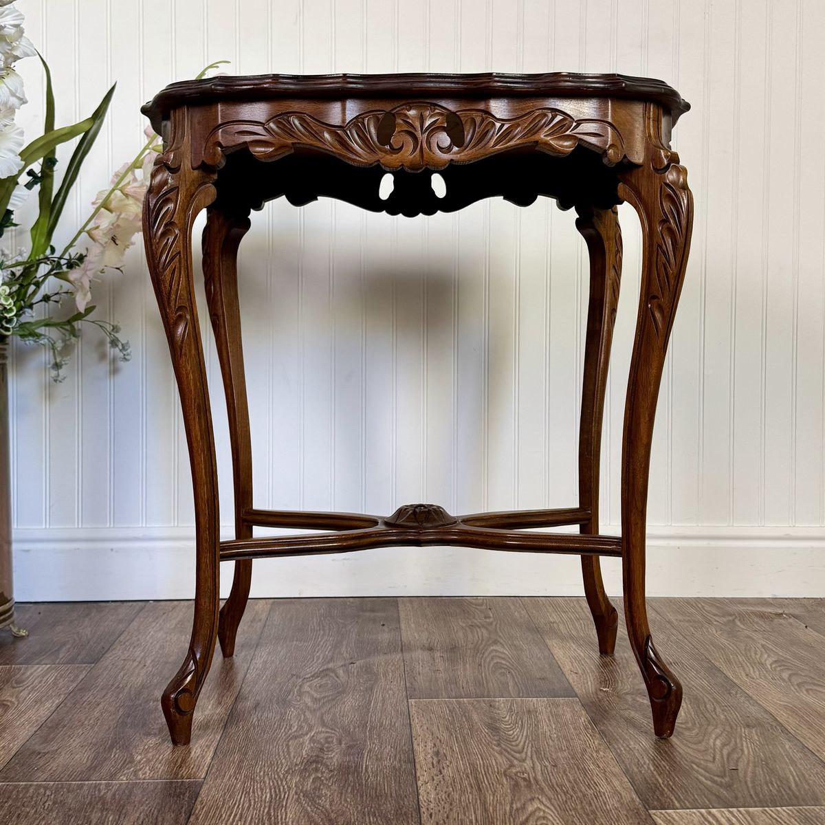 Walnut Hand-Carved French Provincial Side Table