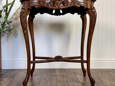 Walnut Hand-Carved French Provincial Side Table