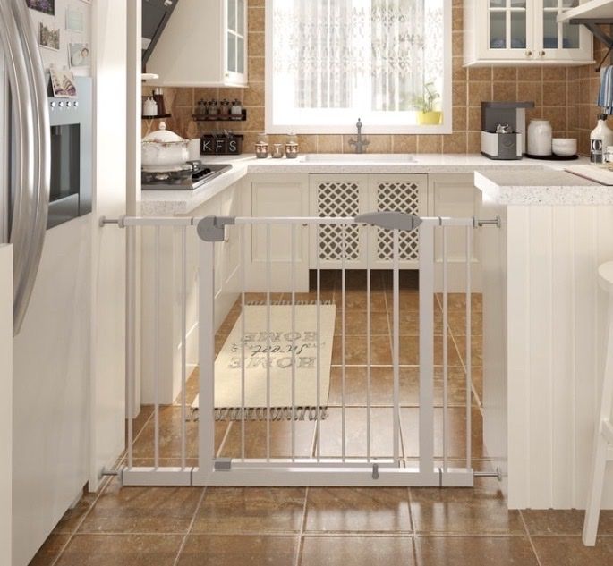 New Black easy walk through baby pet safety gate