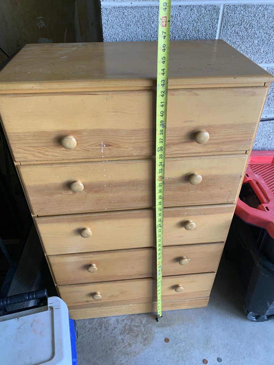 Wooden Dresser/Chest of Drawers - 48" Tall, 5 Drawers