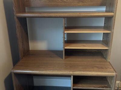 Wooden Computer Desk with Upper Hutch and Storage Shelves
