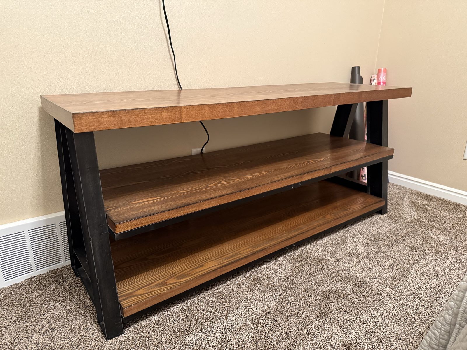 Rustic Industrial Wood and Metal TV Stand Stand