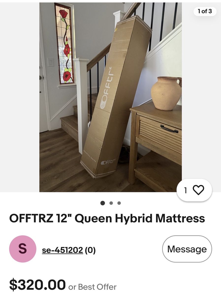 OFFTRZ 12" Queen Hybrid Mattress - New in Box, Pressure-Relief, Zoned Support.  Individually wrapped pocket spring coils.