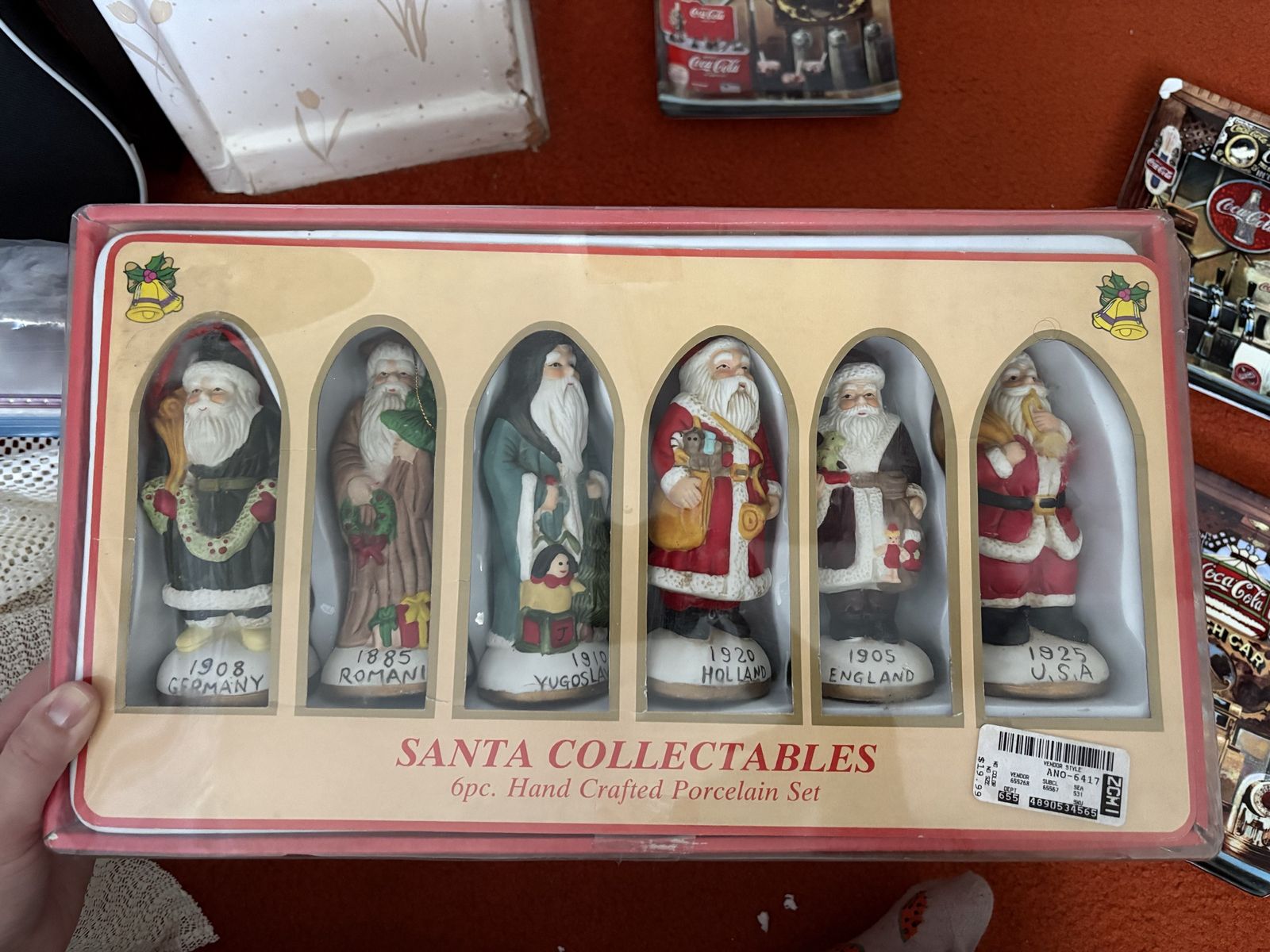 3 Sets of 6 Santa Collectables