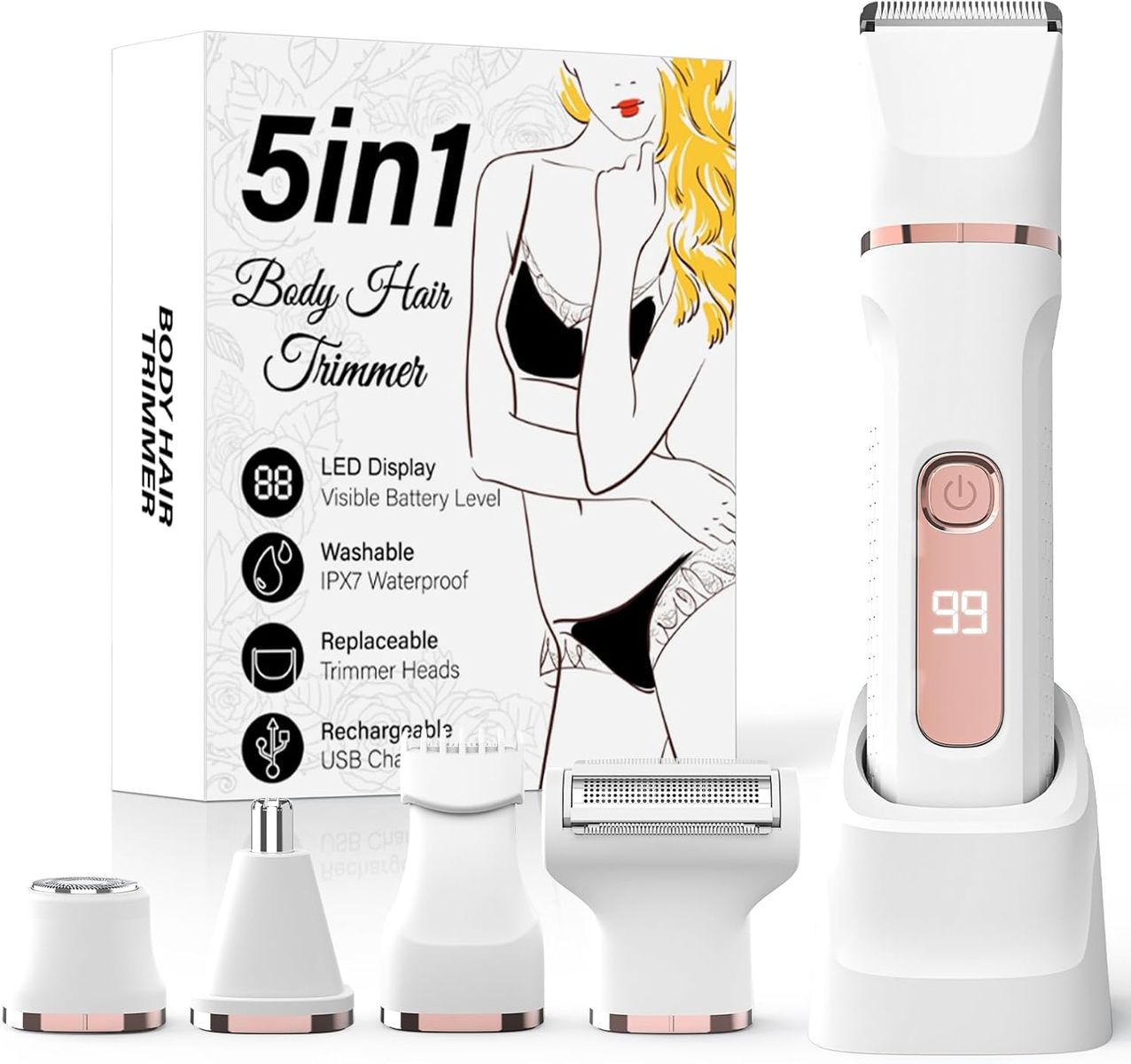 NEW Bikini Trimmer for Women,5-in-1 Electric Razors for Women,Electric Shaver for Women's,IPX7 Waterproof Trimmer