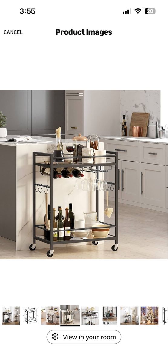 Stylish Black Bar Cart on Wheels