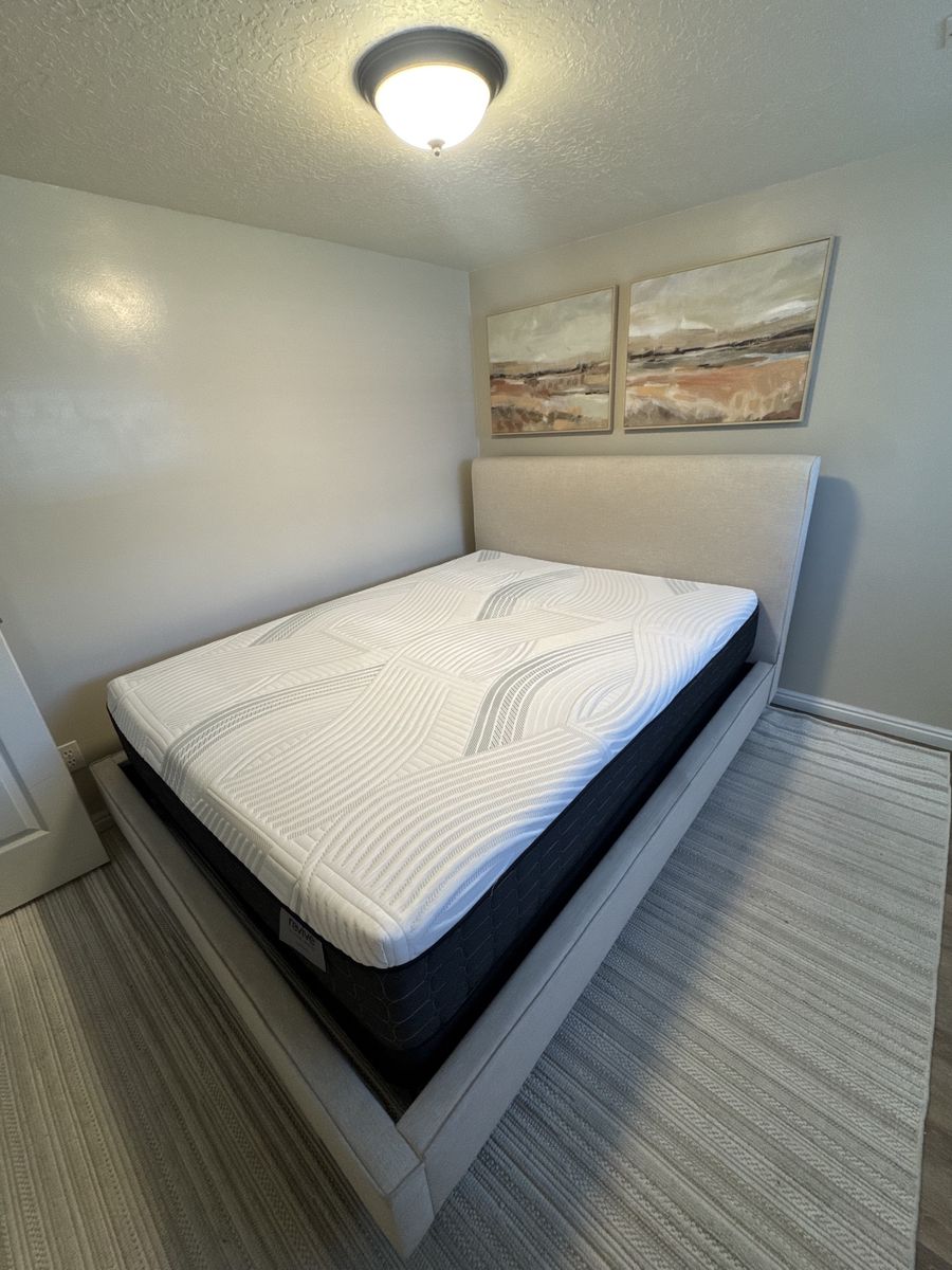 Queen panel bed and mattress