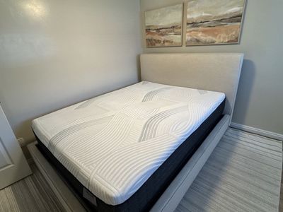 Queen panel bed and mattress