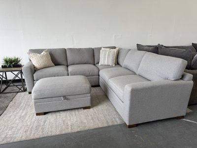 GRAY COSTCO SECTIONAL SOFA COUCH & OTTOMAN