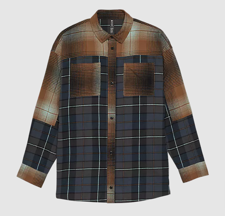 Fox Racing Womens Small Oversized Flannel Shirt, Dark Vintage Blue (32827-564-S-L-BIN7)