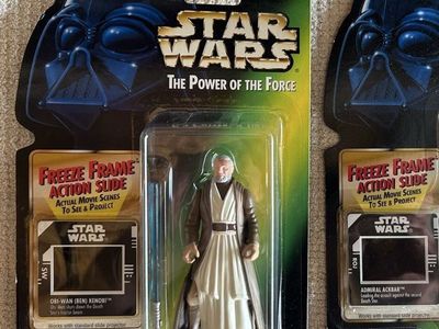 90’s OBI-WAN(Ben) KENOBI STAR WARS w/Lightsaber The Power of The Force Green Card Freeze Frame action figure