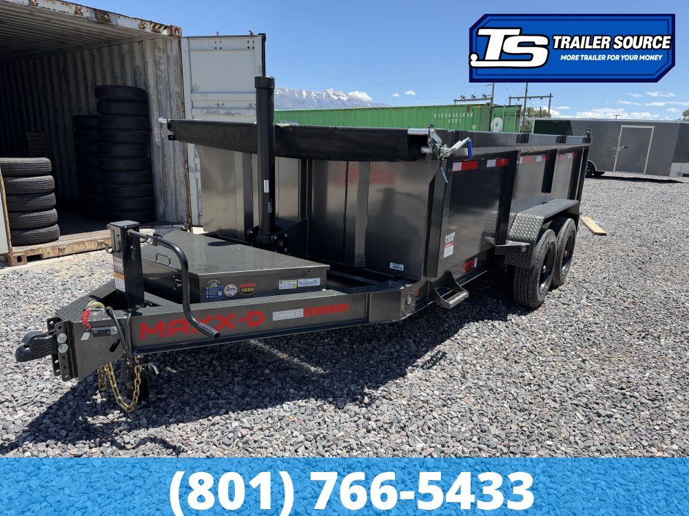 7x14 Maxx-D DTX Dump Trailer - 36" Sides - 17.5K GVWR - 7 Gauge Floor, Stabilizer Jacks
