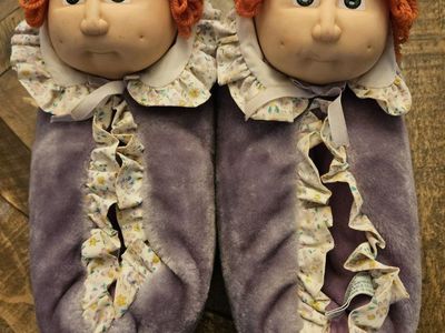Vintage 1984 Cabbage Patch Fleece Slippers - Original Appalachian Artworks