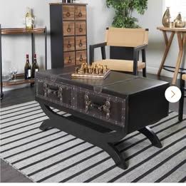 Litton Lane Faux Leather Coffee Table with Storage