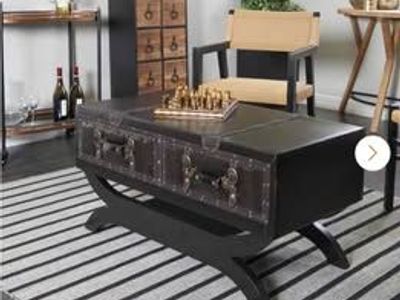 Litton Lane Faux Leather Coffee Table with Storage
