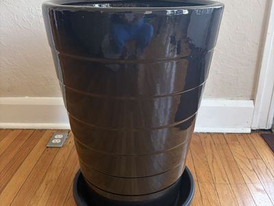 Large black ceramic indoor/outdoor planter