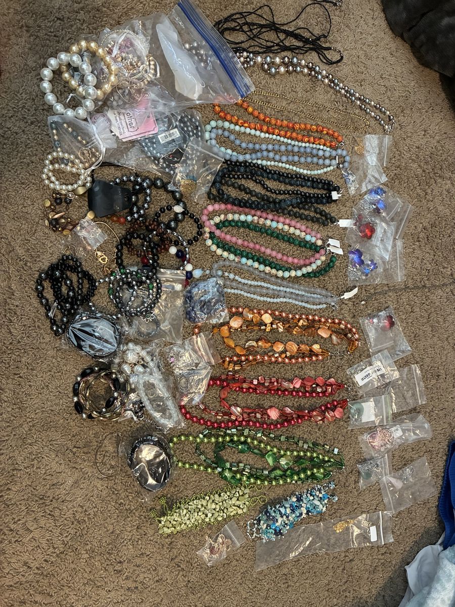 Large Lot of Assorted Costume Jewelry Necklaces Bracelets Earrings