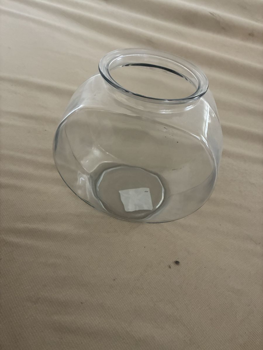 Clear Glass Flat-Sided Fish Bowl Candy Jar, 1 gallon