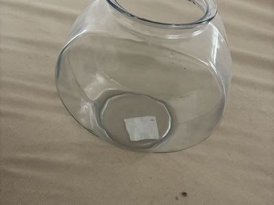 Clear Glass Flat-Sided Fish Bowl Candy Jar, 1 gallon