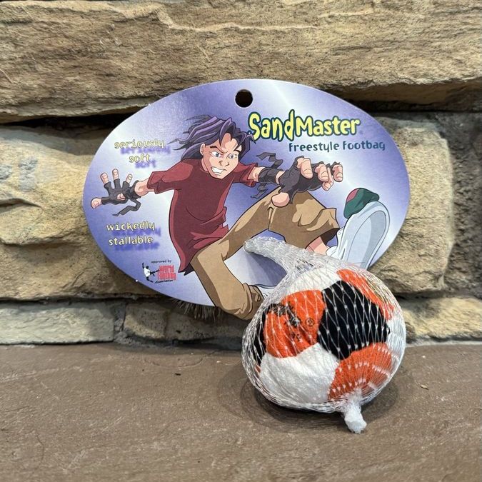 SandMaster Freestyle Footbag Hacky Sack (Orange, White and Black)