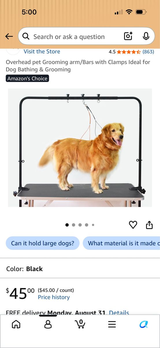 Shelandy Overhead Pet Grooming Arm with Clamps for Dog Bathing & Grooming