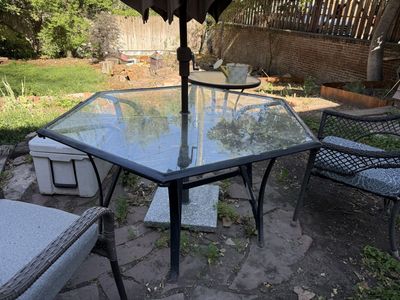 Hexagon shaped patio table
