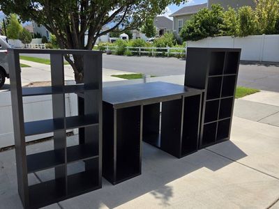 Black Cube Storage Desk & Shelving Unit - Versatile Home Office & Organization Solution