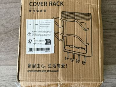 Wall Hung Pot Lid Rack – Double Layer + Hooks – Open Box Never Used – Cream – Lehi