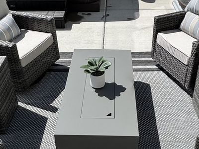 Outdoor Gray Propane Fire Pit Table, Rectangular 47.63" L x 23.62" W - Patio Heater