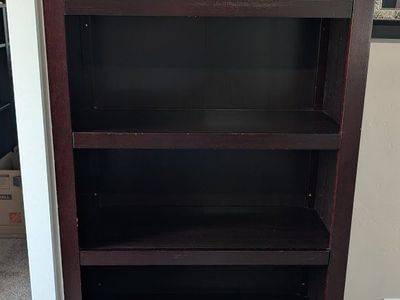 Tall Dark Brown Wood 5-Shelf Bookcase