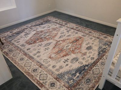 Boho Traditional Area Rug in Cream, Blue, and Rust