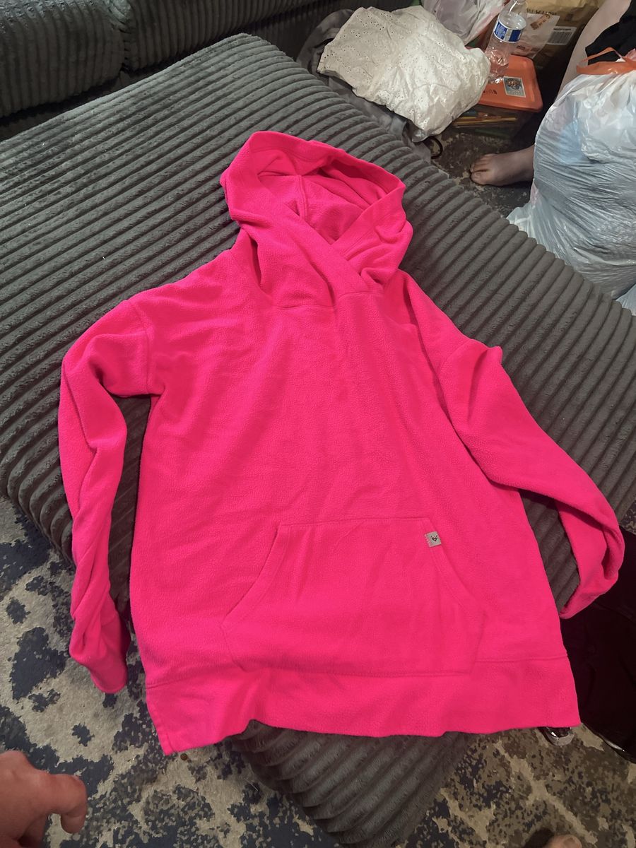 Justice Hot Pink Fleece Hoodie Sweatshirt Large