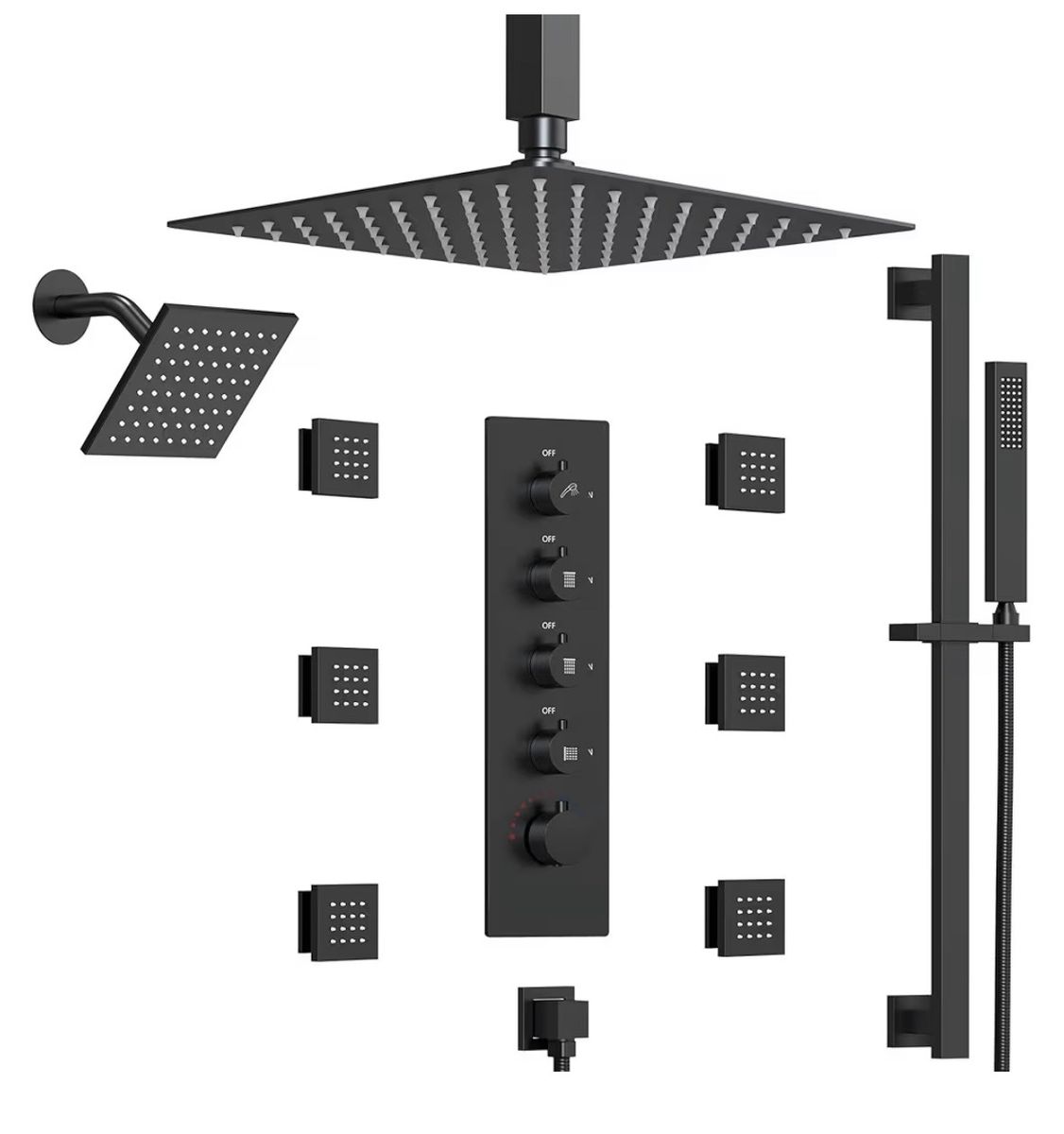 17-Spray 16 and 6in. Dual Shower Matte Black