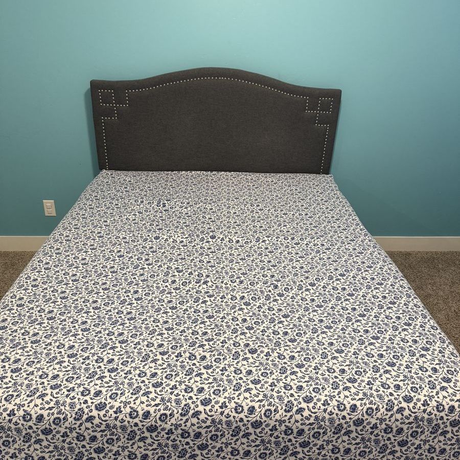 Queen Purple mattress and bed frame with head board