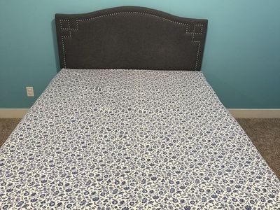 Queen Purple mattress and bed frame with head board