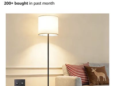 Pair of Modern Dimmable Floor Lamps with Remote Control - Black Finish