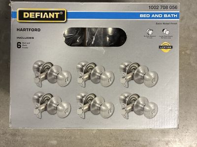 Defiant Hartford Bed and Bath Door Knobs Satin Nickel Finish 6-Pack
