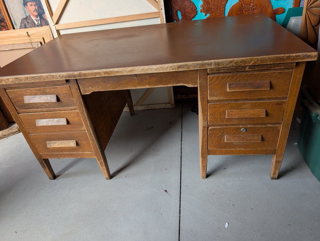 vintage mid century leapold wood desk