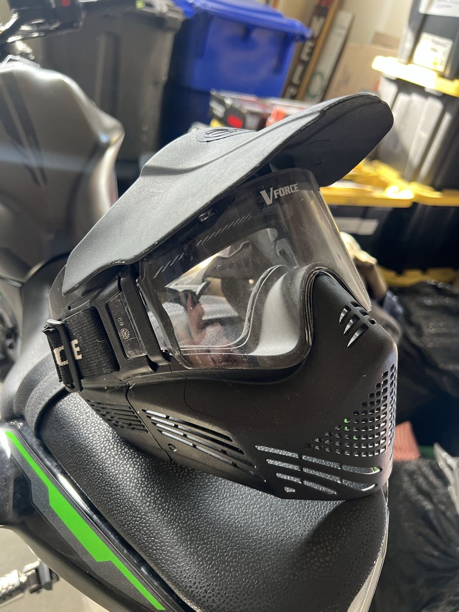 VForce Paintball Mask Goggles Black with Visor Used Good