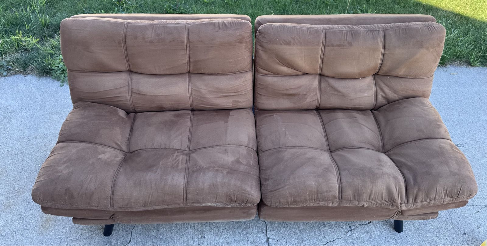 Brown Velvet-Like Futon Couch - 70" Wide, Converts to Sleeper