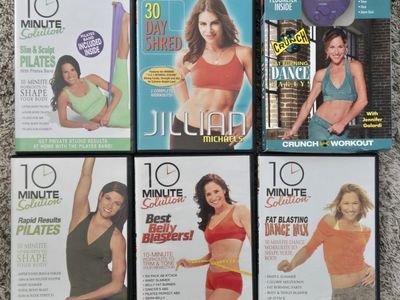 Jillian Michaels, 10 Minute Solution, Crunch Fitness DVD Workout Lot - Pilates, Dance, Shred